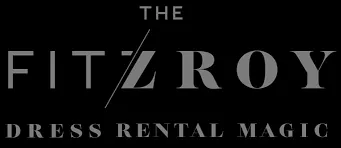 Logo text reading 'The Fitzroy Dress Rental Magic' with stylized letters on black background.