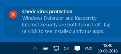 Windows check virus protection notice