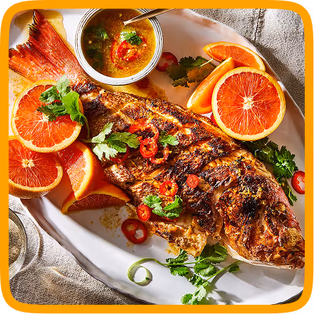 Grilled fish on a platter