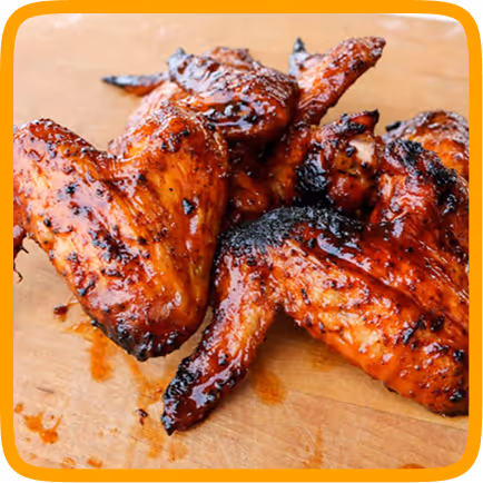 Grilled chicken wings with a nice coat