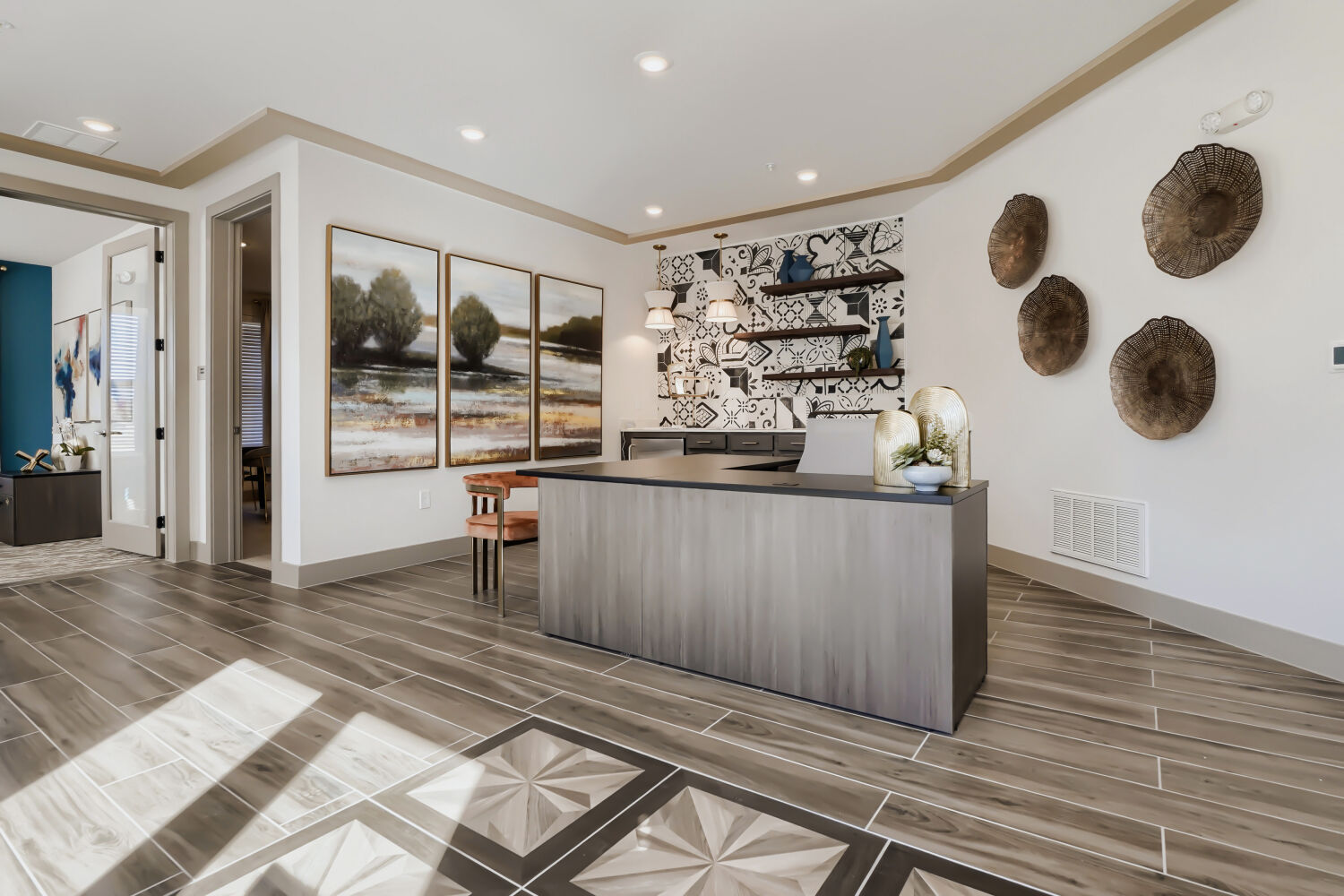 Leasing office with desk