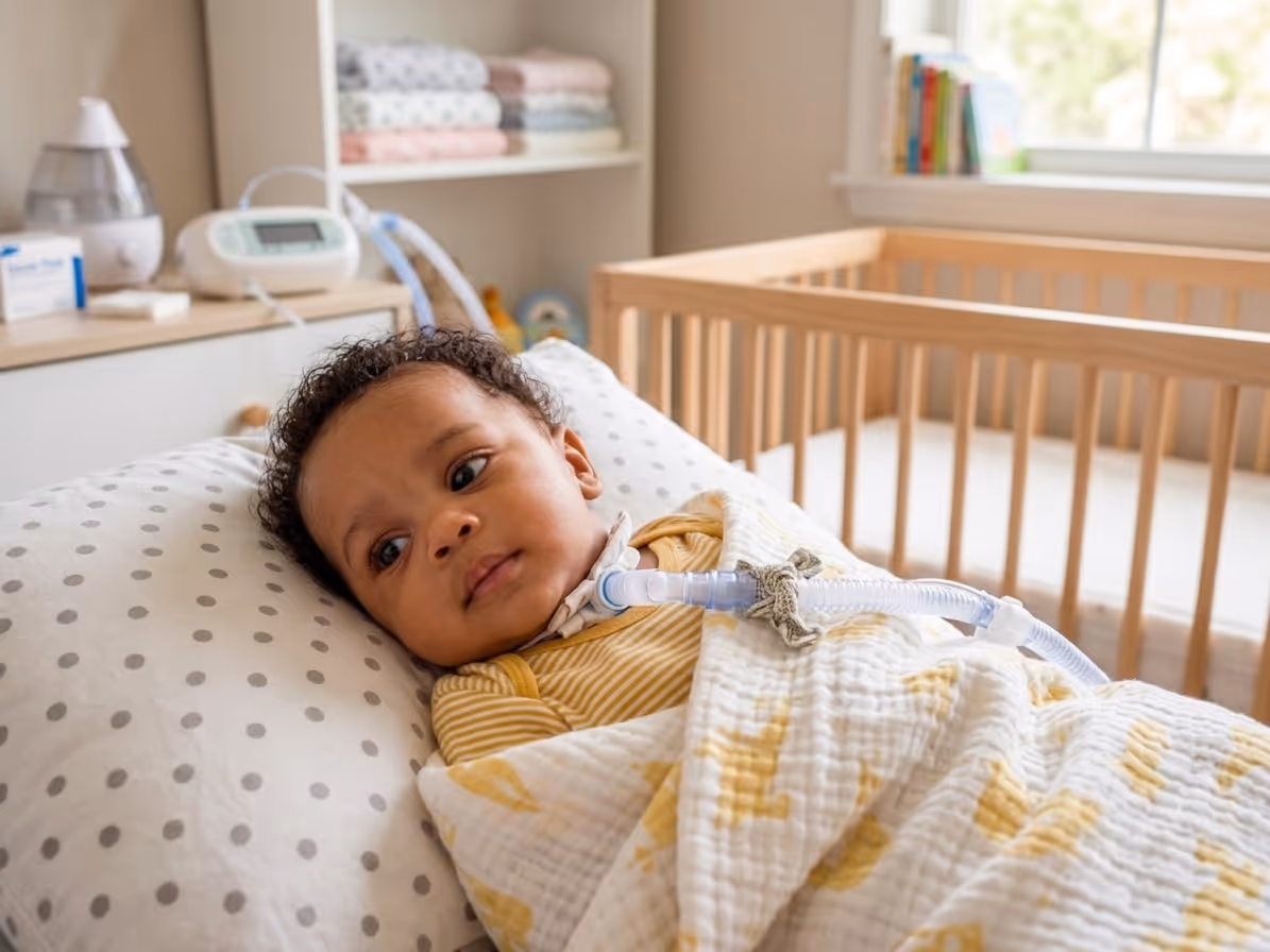 Child with a tracheostomy receiving skilled pediatric nursing care at home