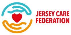 Jersey Care Federation logo featuring two stylized hands, a red heart, and the federation name in red text.