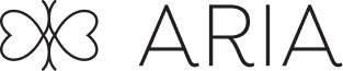 Aria brand logo with a stylized butterfly icon to the left of the word 'ARIA'.