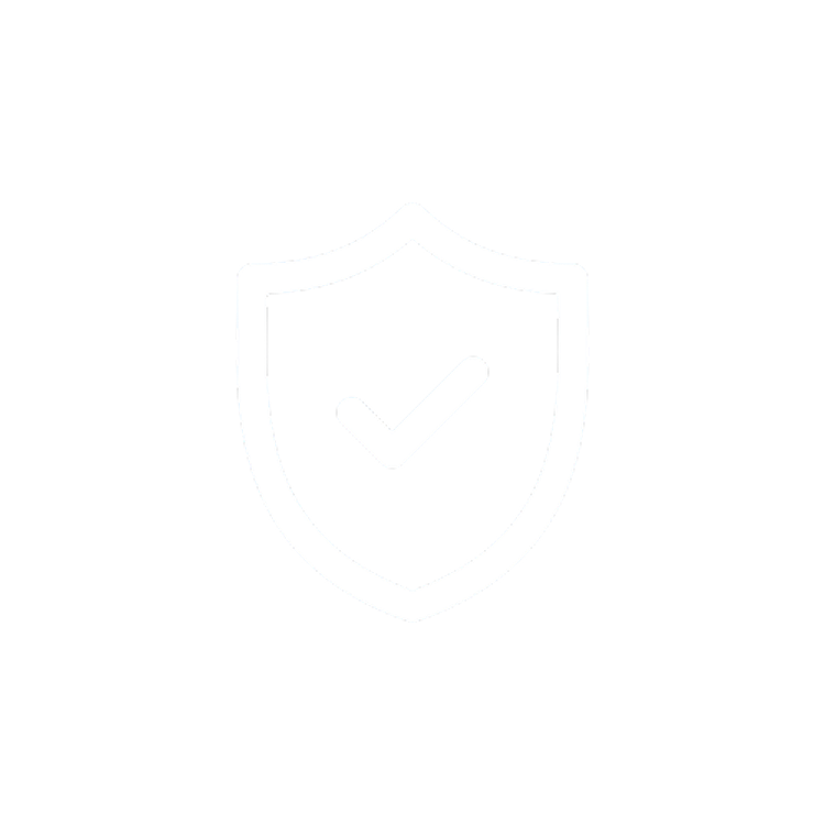 Icono de escudo con marca de verificación en el centro, representando seguridad y protección.