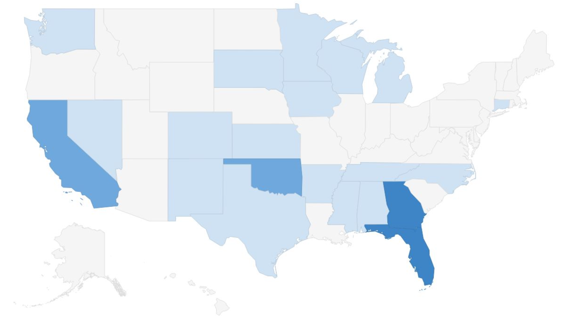Visualization showing which states participants in our study live in