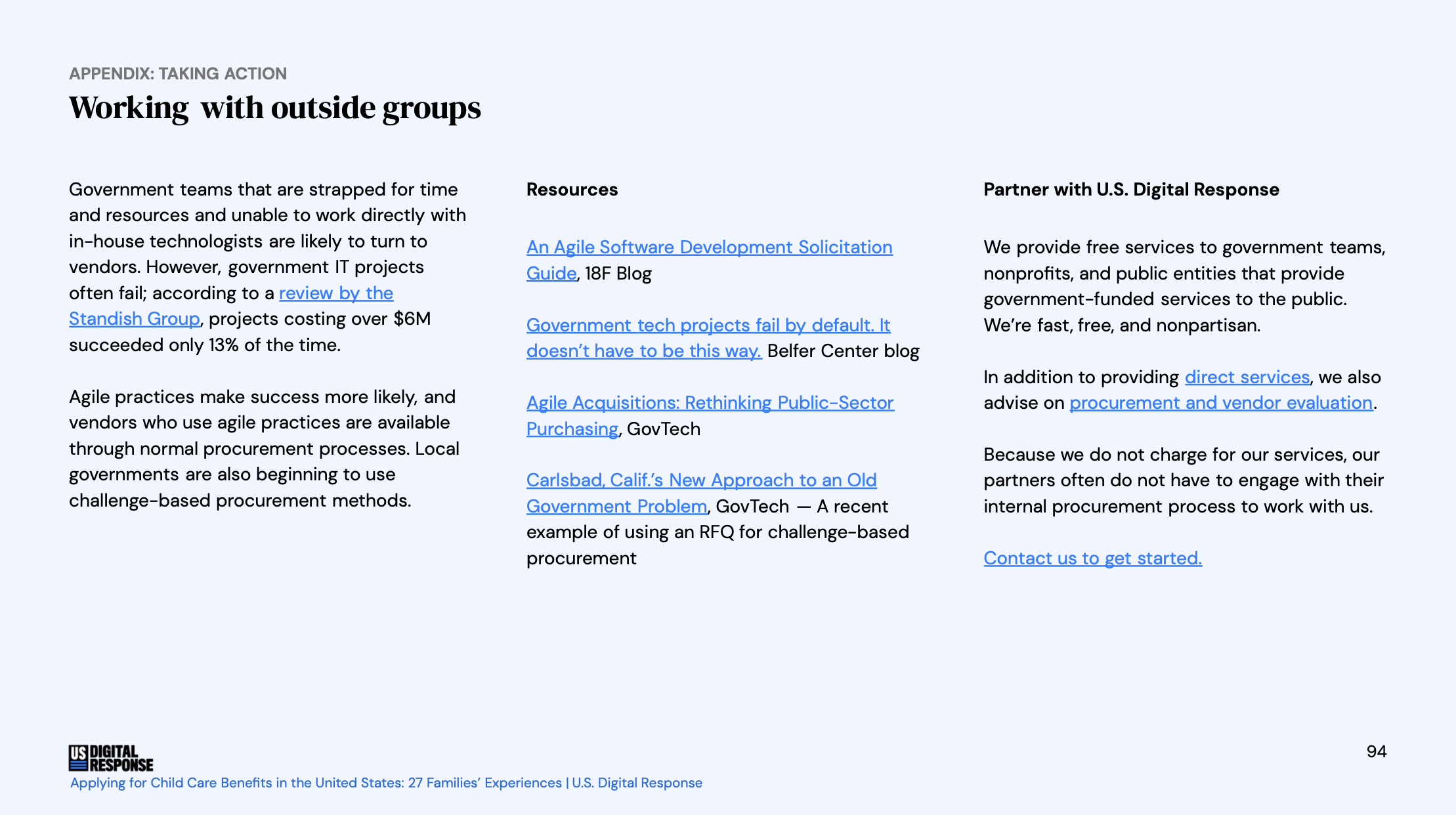 Example slide showing resources to help governments work with outside groups