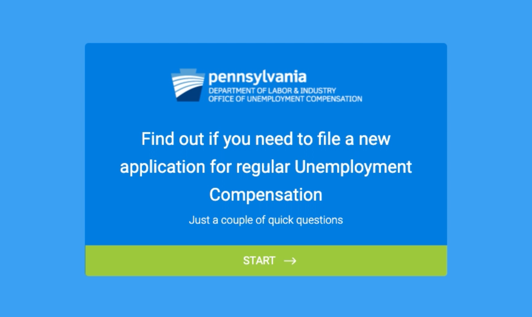 A screenshot of the start page of the tool