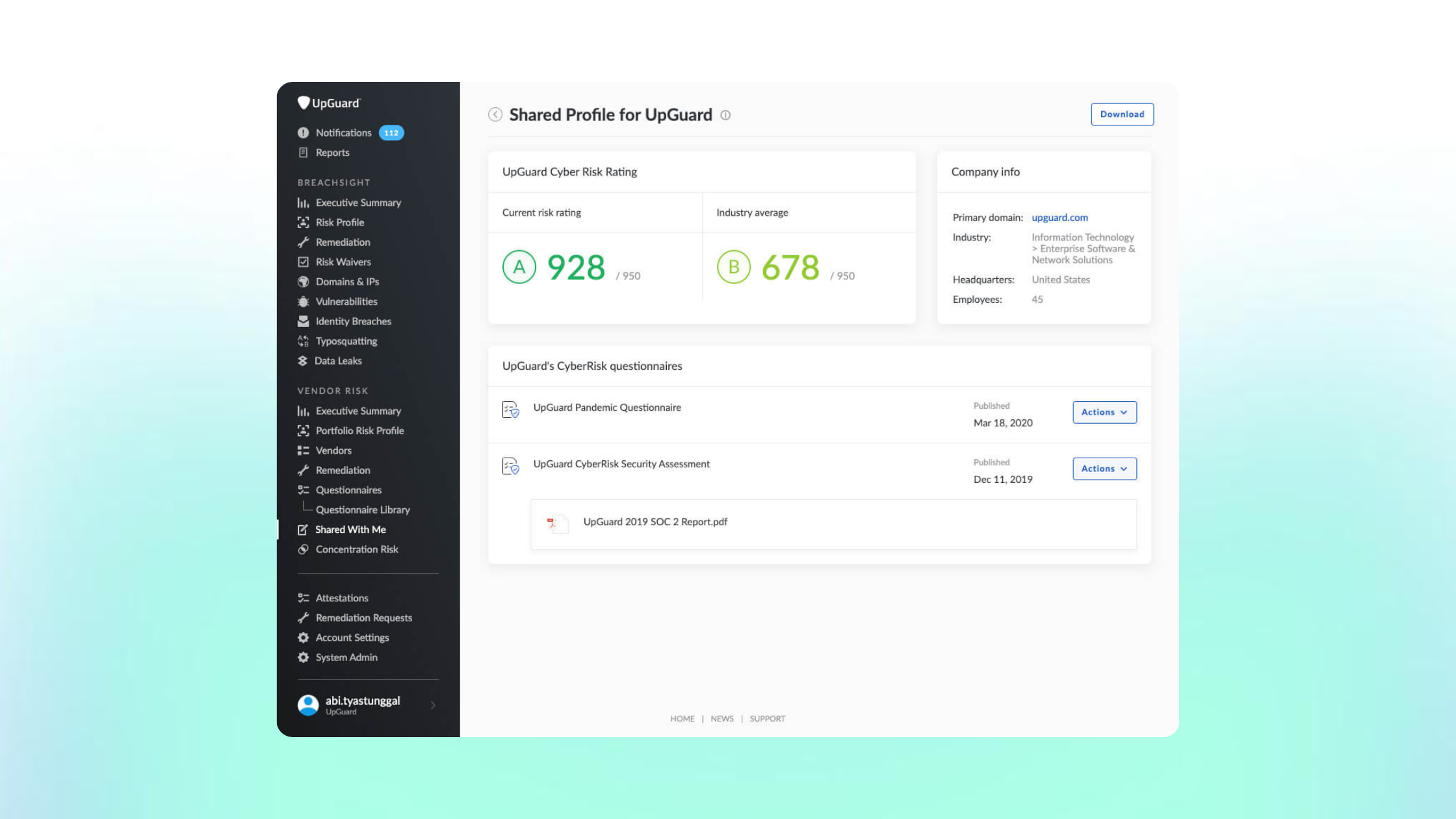 Best Third Party Risk Management: UpGuard‍