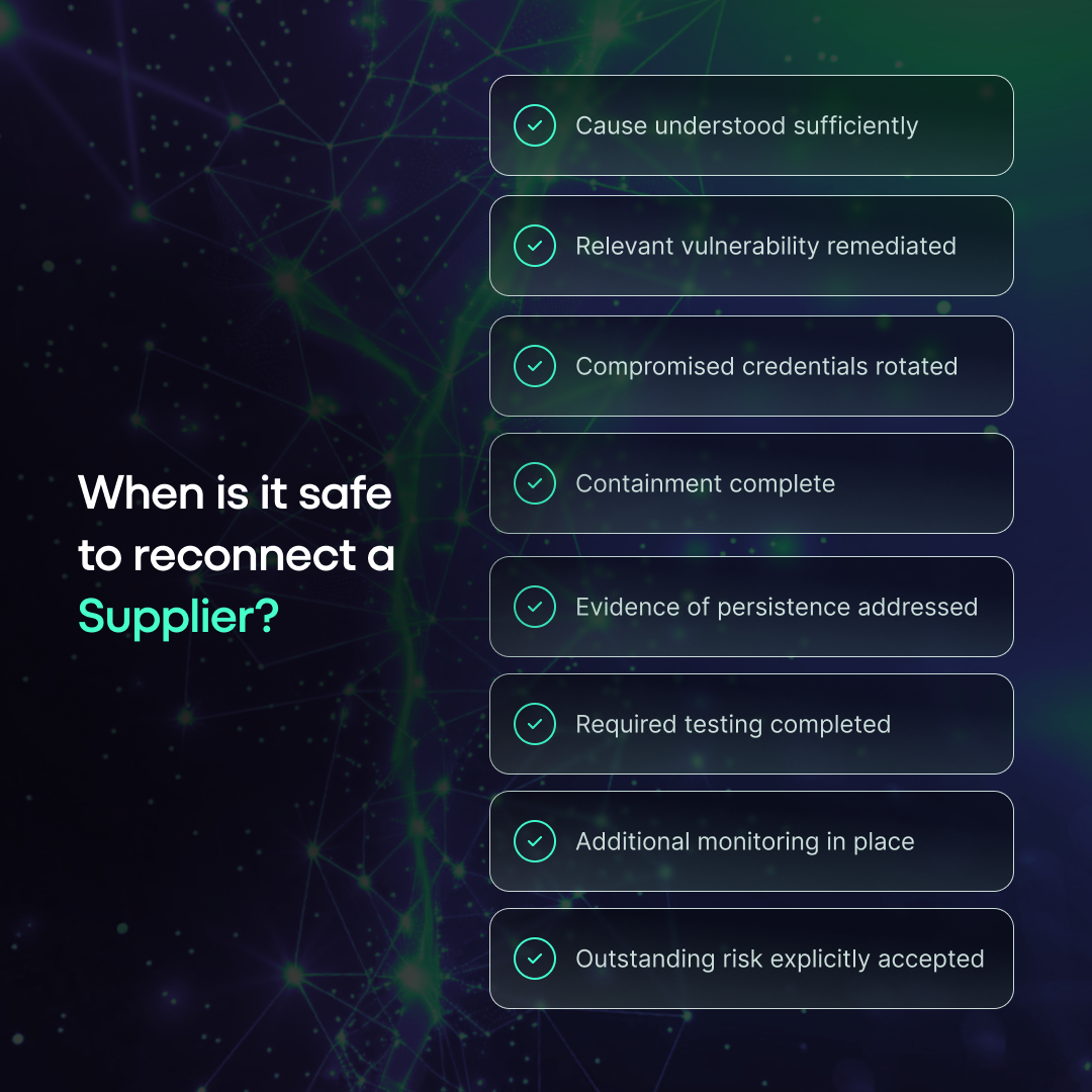When to reconnect a suplier?