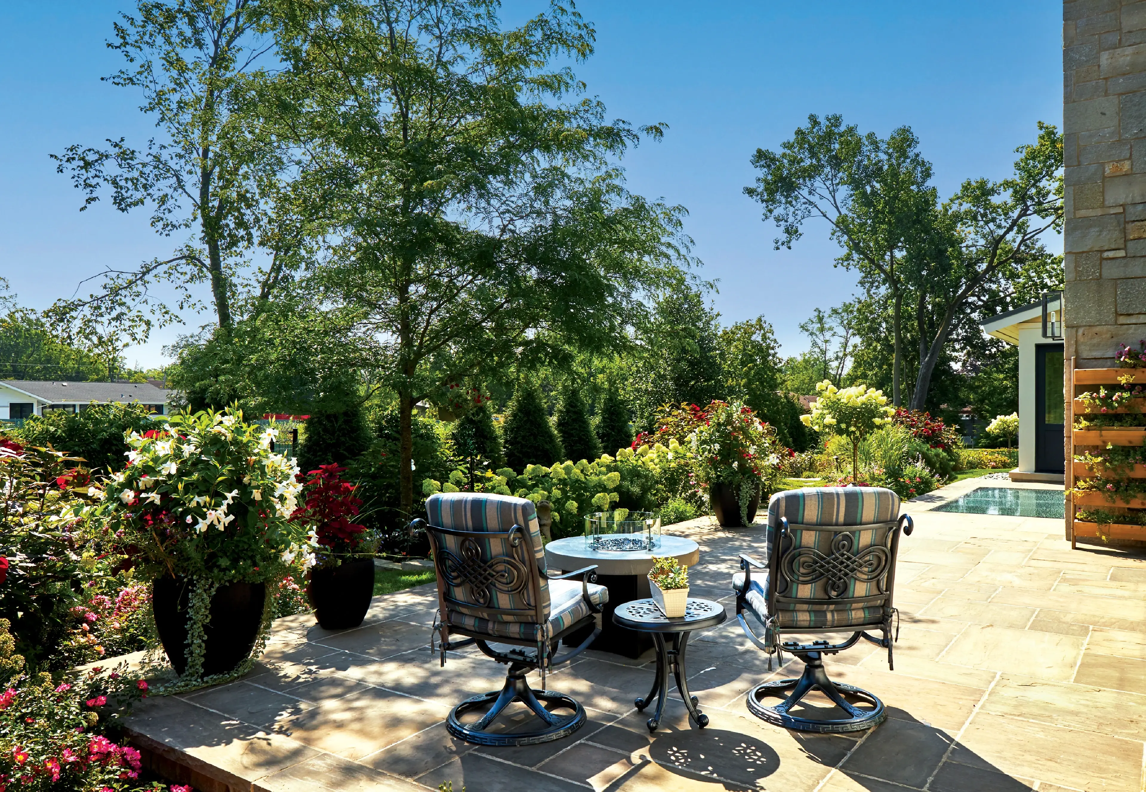 Small patio breakfast table set in outdoor patio