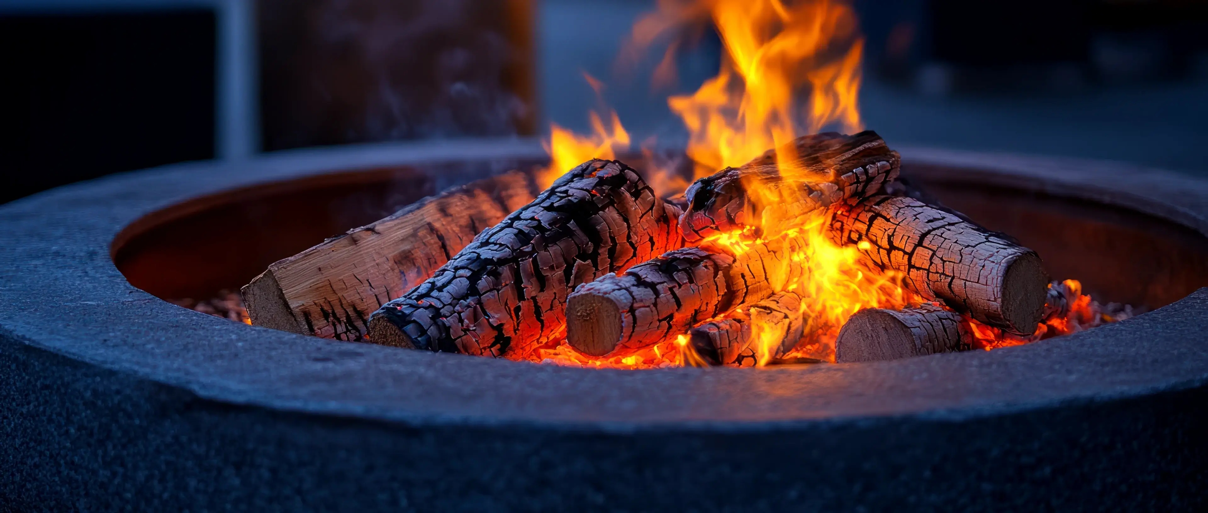 Logs burning on the fire