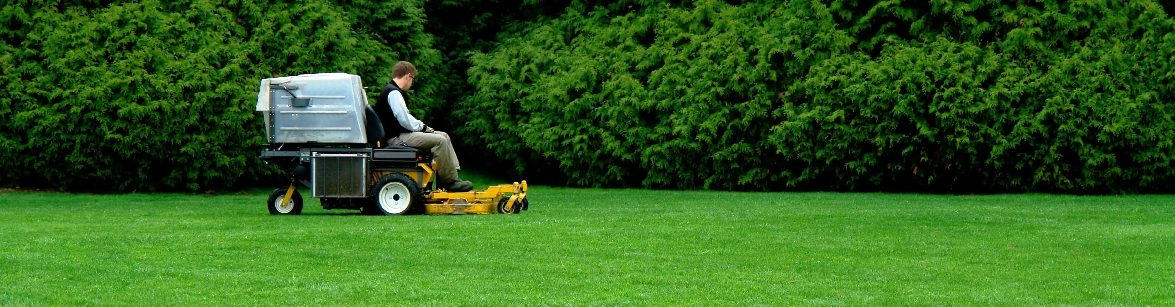Man riding a lawn mower