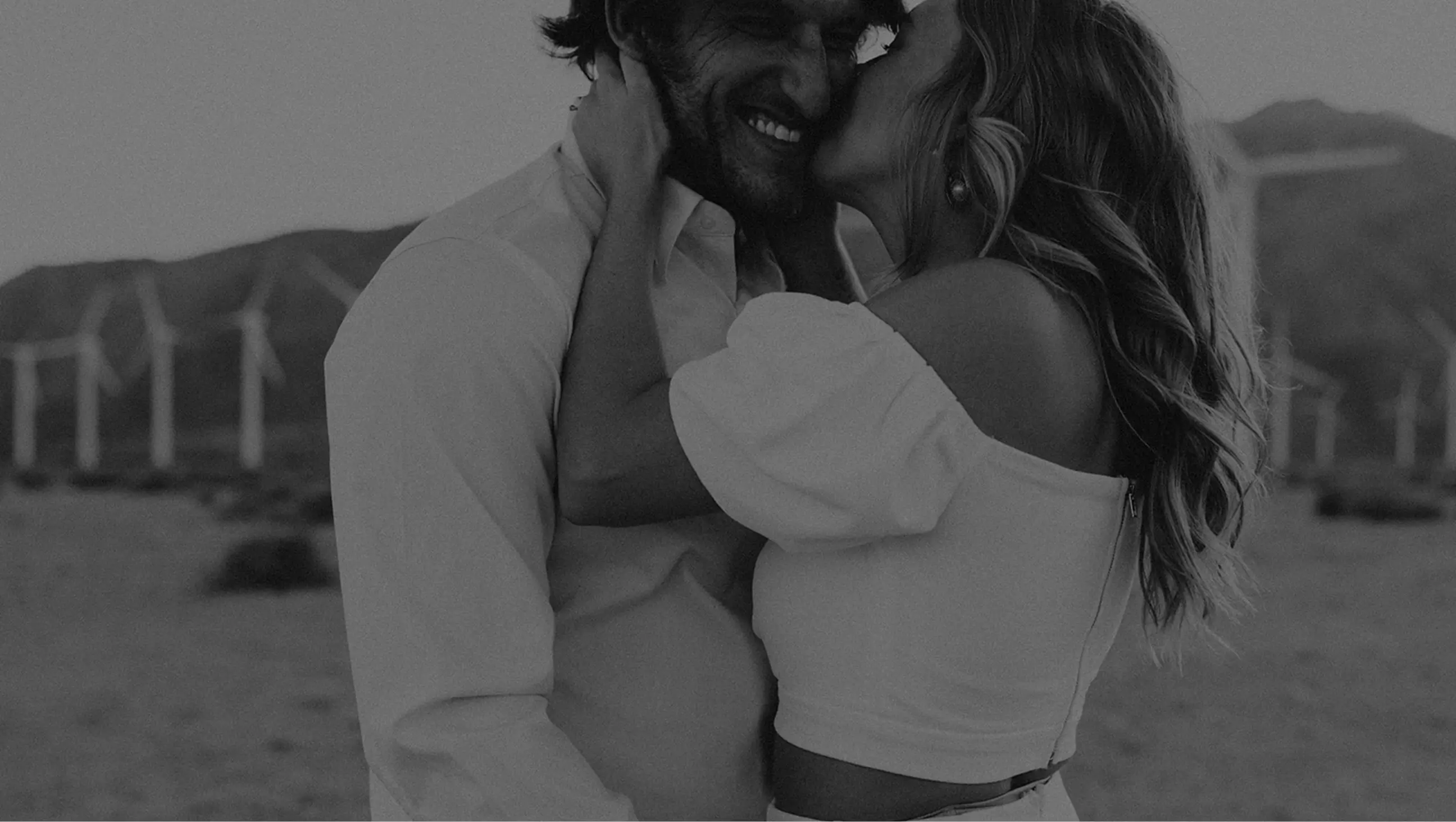 A photo of a happy couple hugging