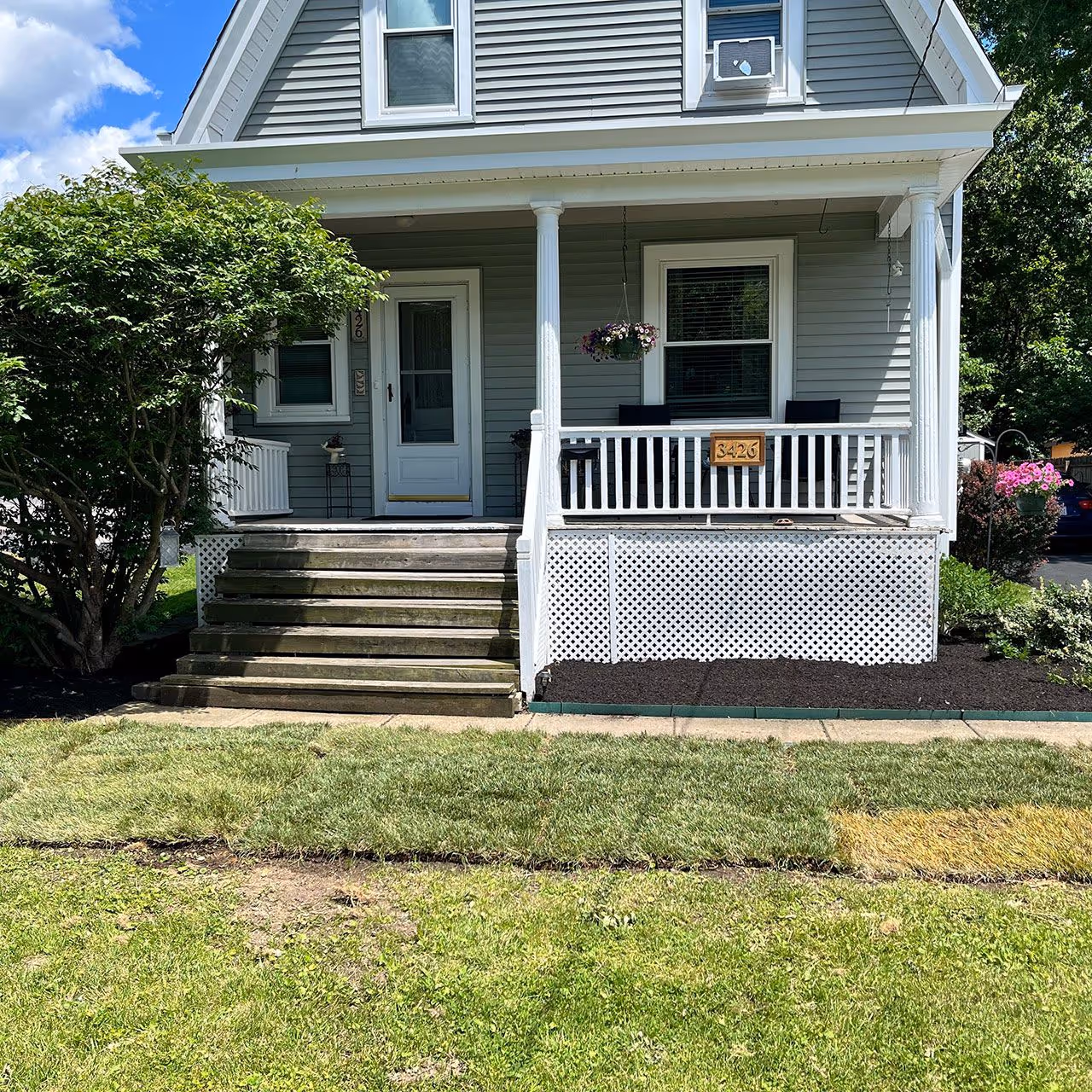 Front yard landscaping and mulch bed installation near me