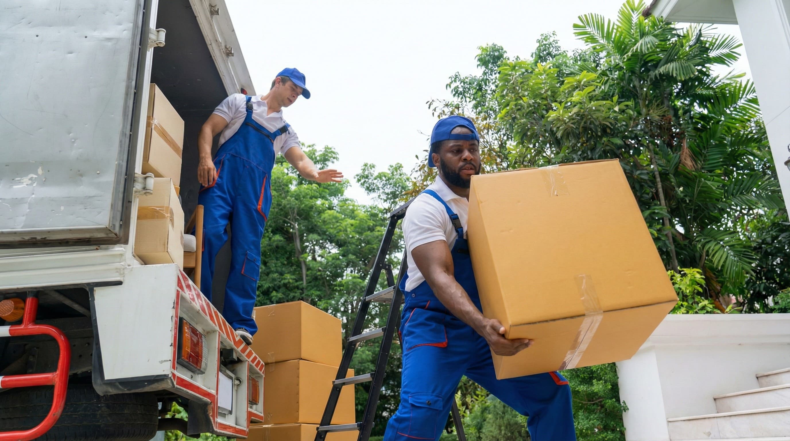 Équipe d'une entreprise de déménagement en train de travailler sur un chantier à Neuchâtel