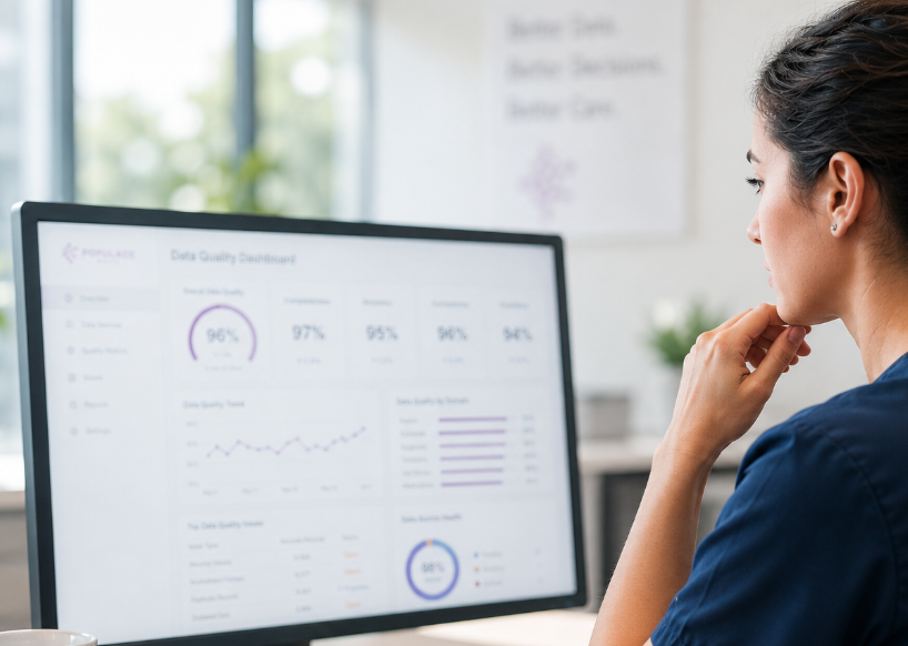 [background image] image of a medical team collaborating (for a ai healthcare company)