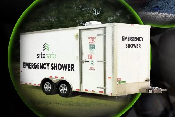 image of a recovery emergency shower trailer for oil field