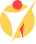 Abstract leaf design with one yellow and one red leaf overlapping.