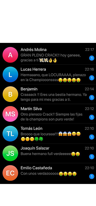 Comentarios positivos de clientes del Crack de las Apuestas