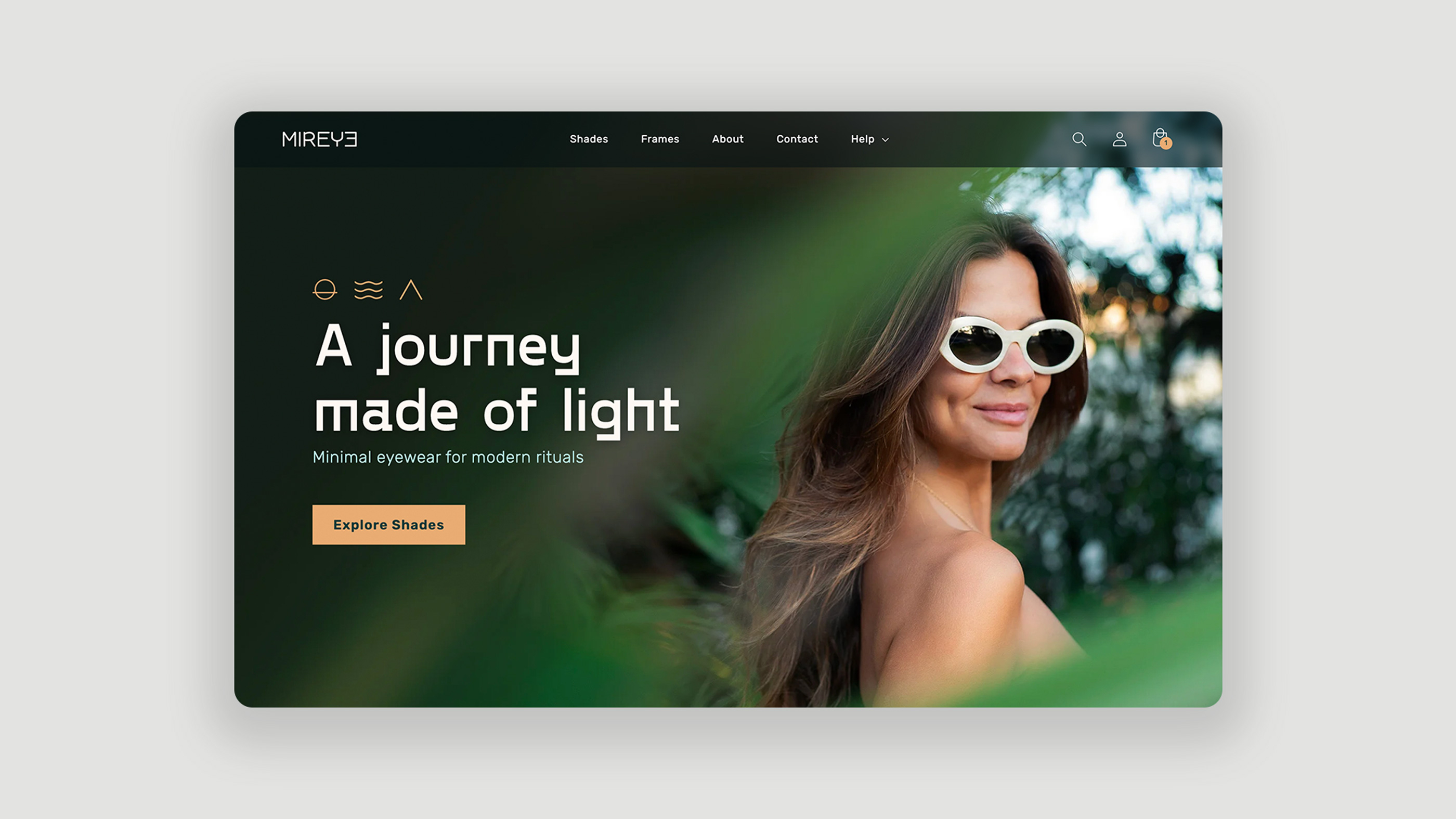 Mireye eyewear eCommerce website design showcasing modern sunglasses collection