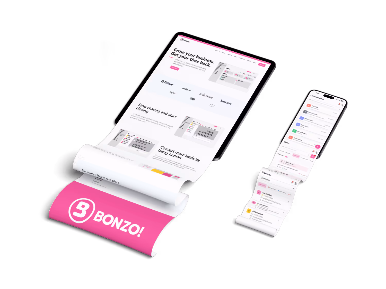 Bonzo web and phone app mockup