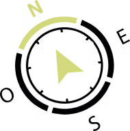 Icono de brújula amarilla con la letra N indicando el norte.