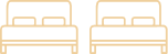 Icono minimalista de dos camas dobles estilo moderno en color crema.