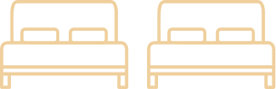 Ícono de dos camas dobles con cabeceras visibles, de color crema.