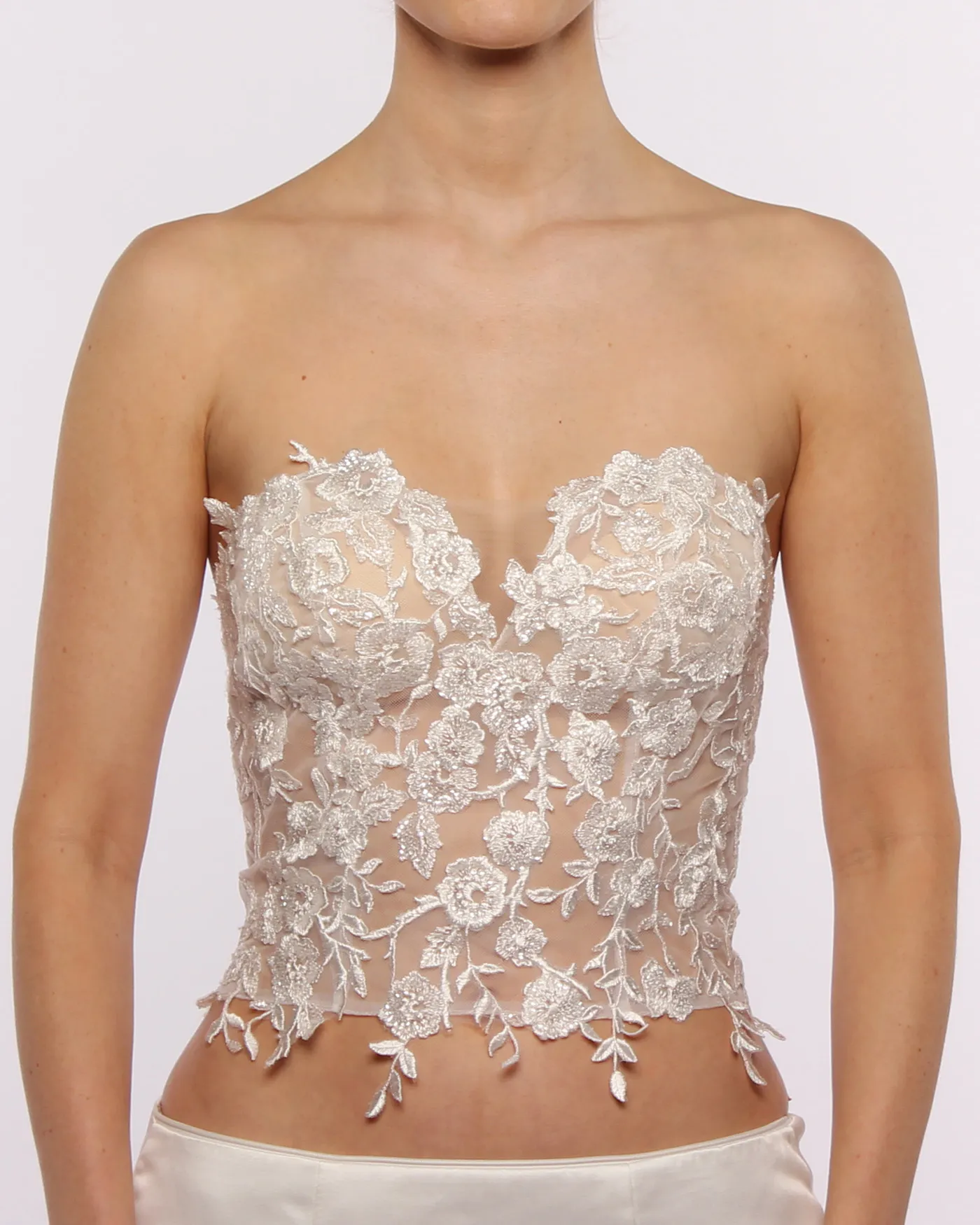 bridal top with lace and beadings