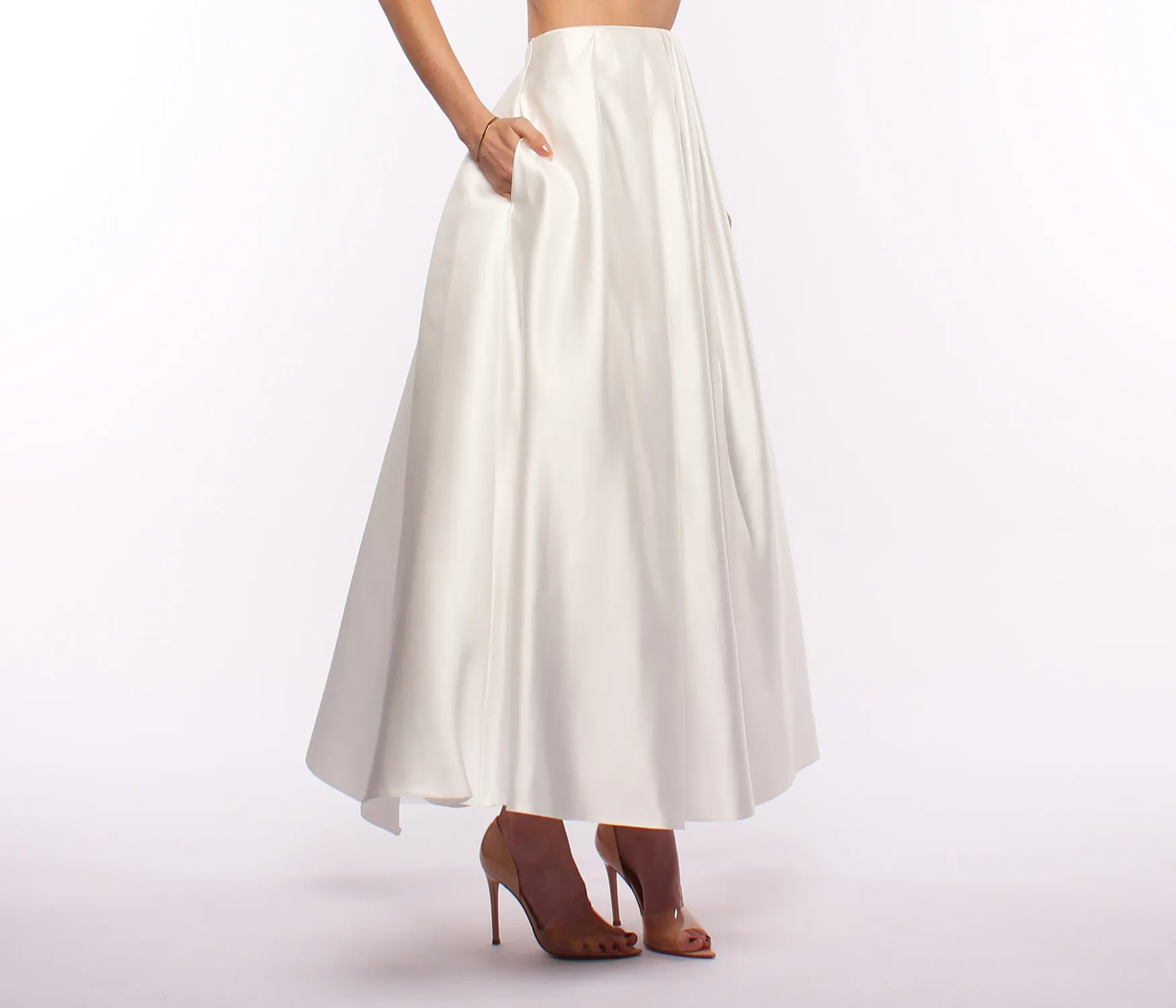 bridal skirt satin with pockets