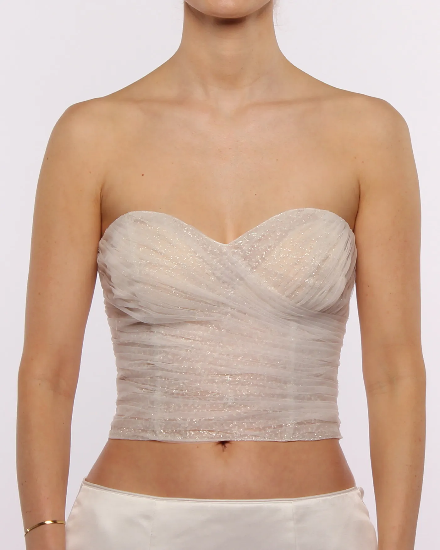 Wedding dress top glitter mesh