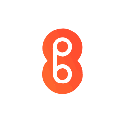 Stylized lowercase letter 'b' in white inside a vertical red-orange gradient oval shape.