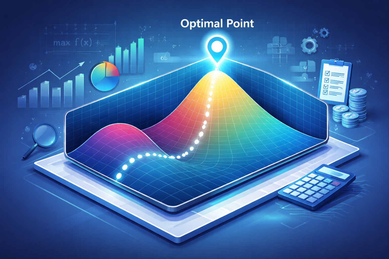 Mathematical optimisation surface converging to optimal solution for insurance portfolio optimisation