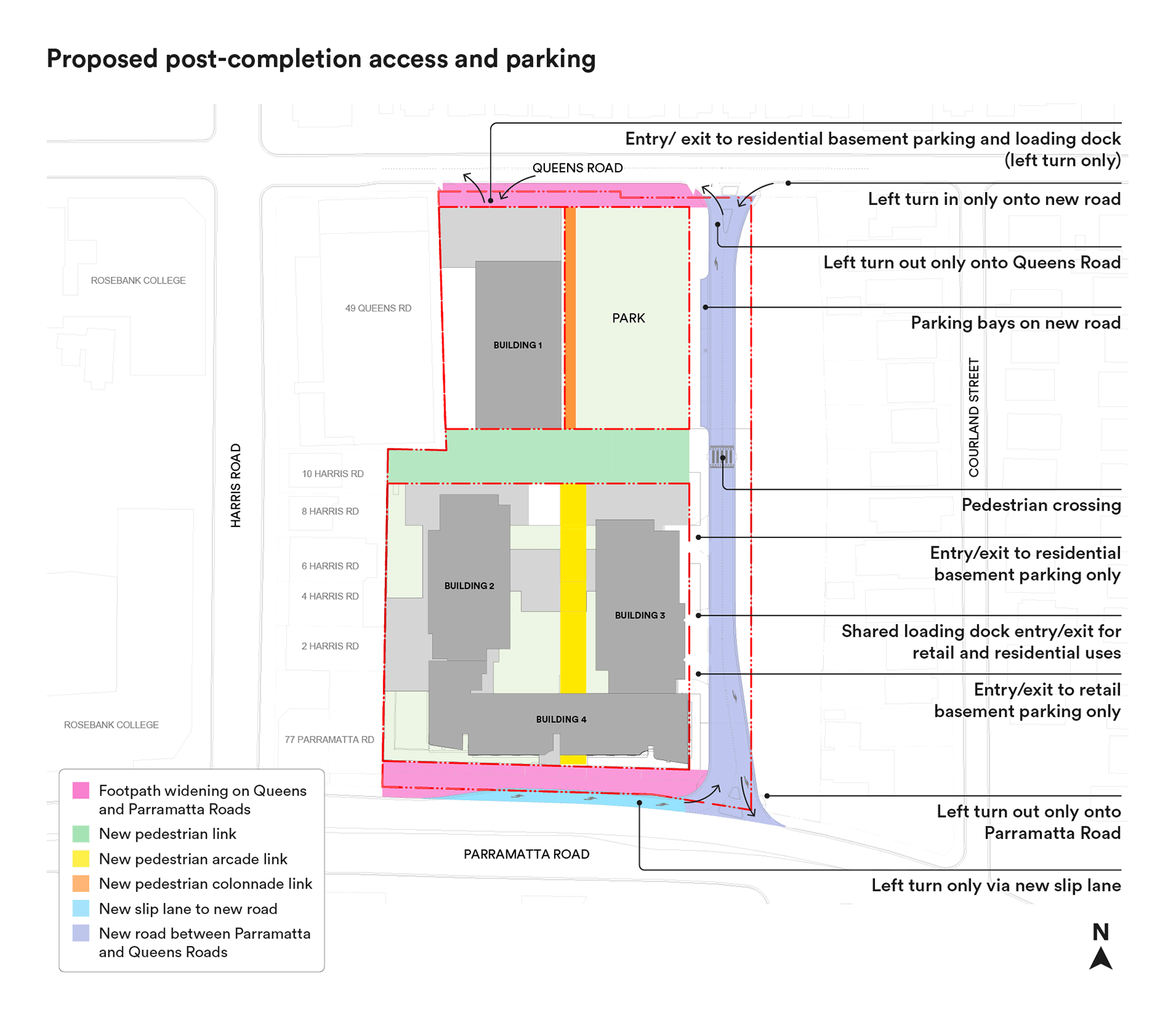 Proposed post-completion access and parking