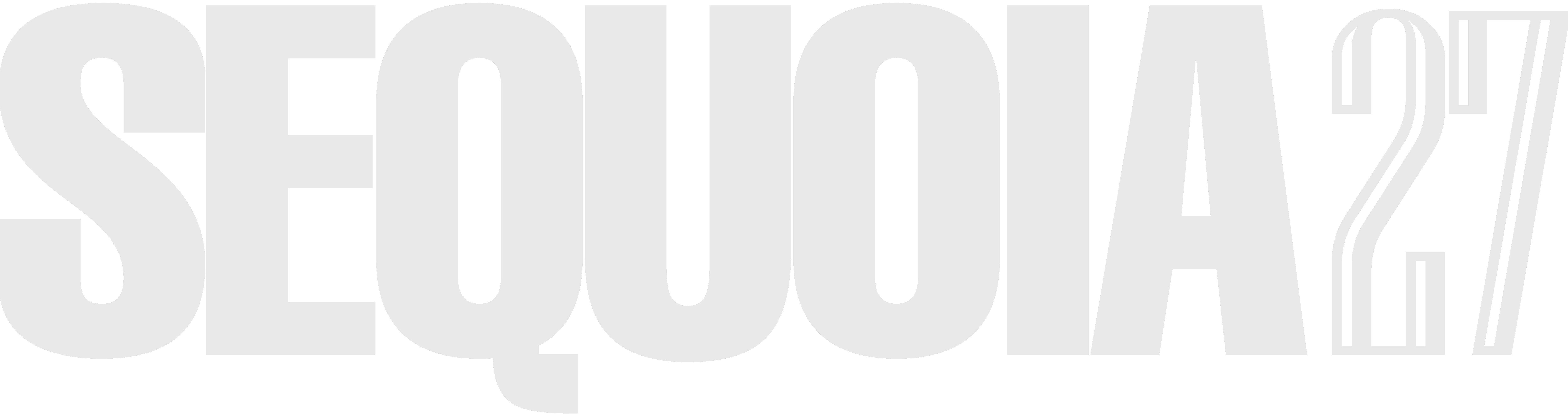 The word 'SEQUOIA' in large, bold gray capital letters with a stylized '27' next to it.