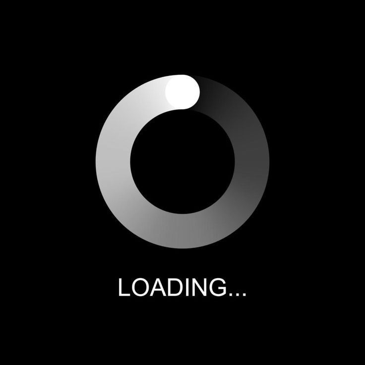 Circular loading indicator with a rotating white segment on a black background and the text 'LOADING...' below it.