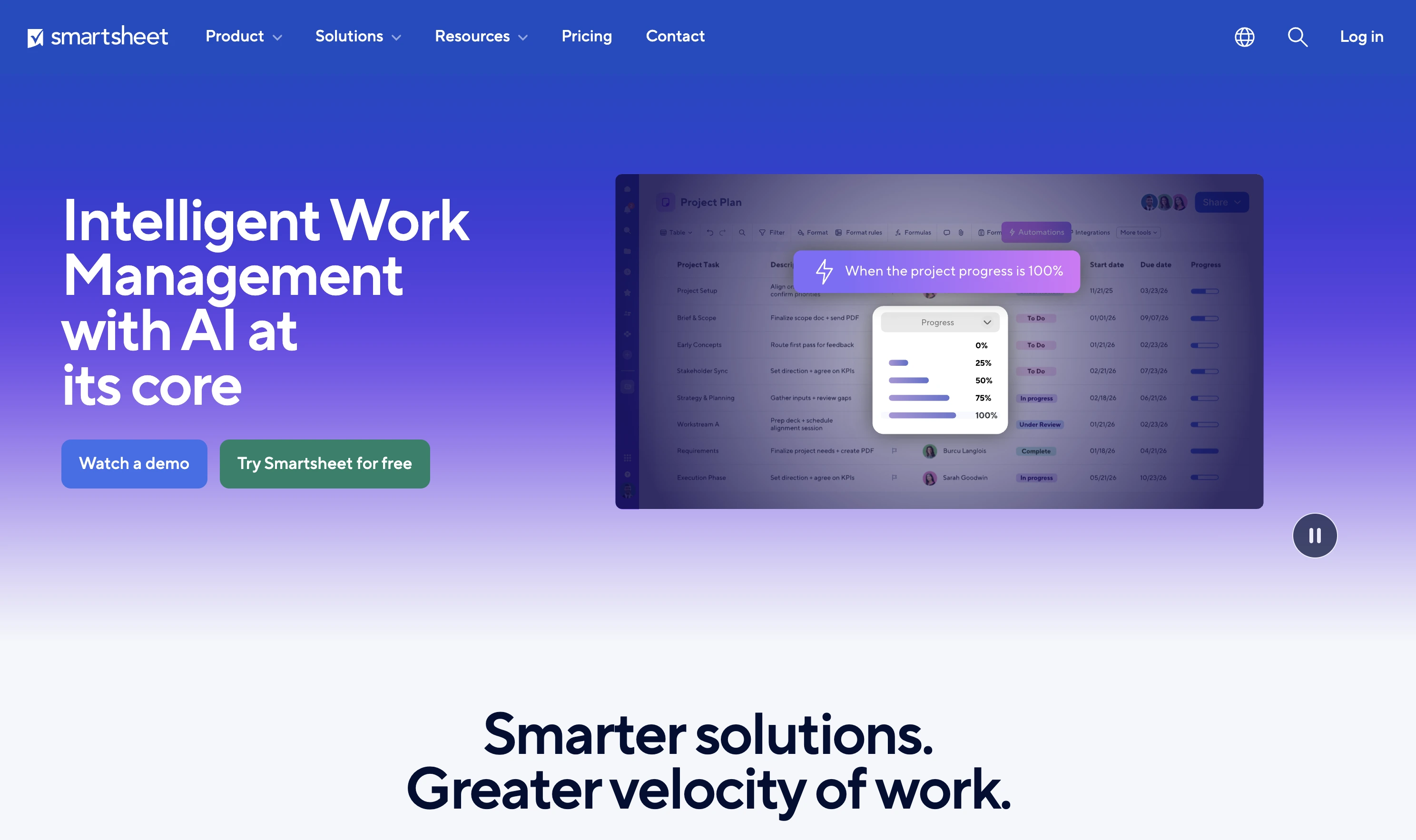 Smartsheet website view