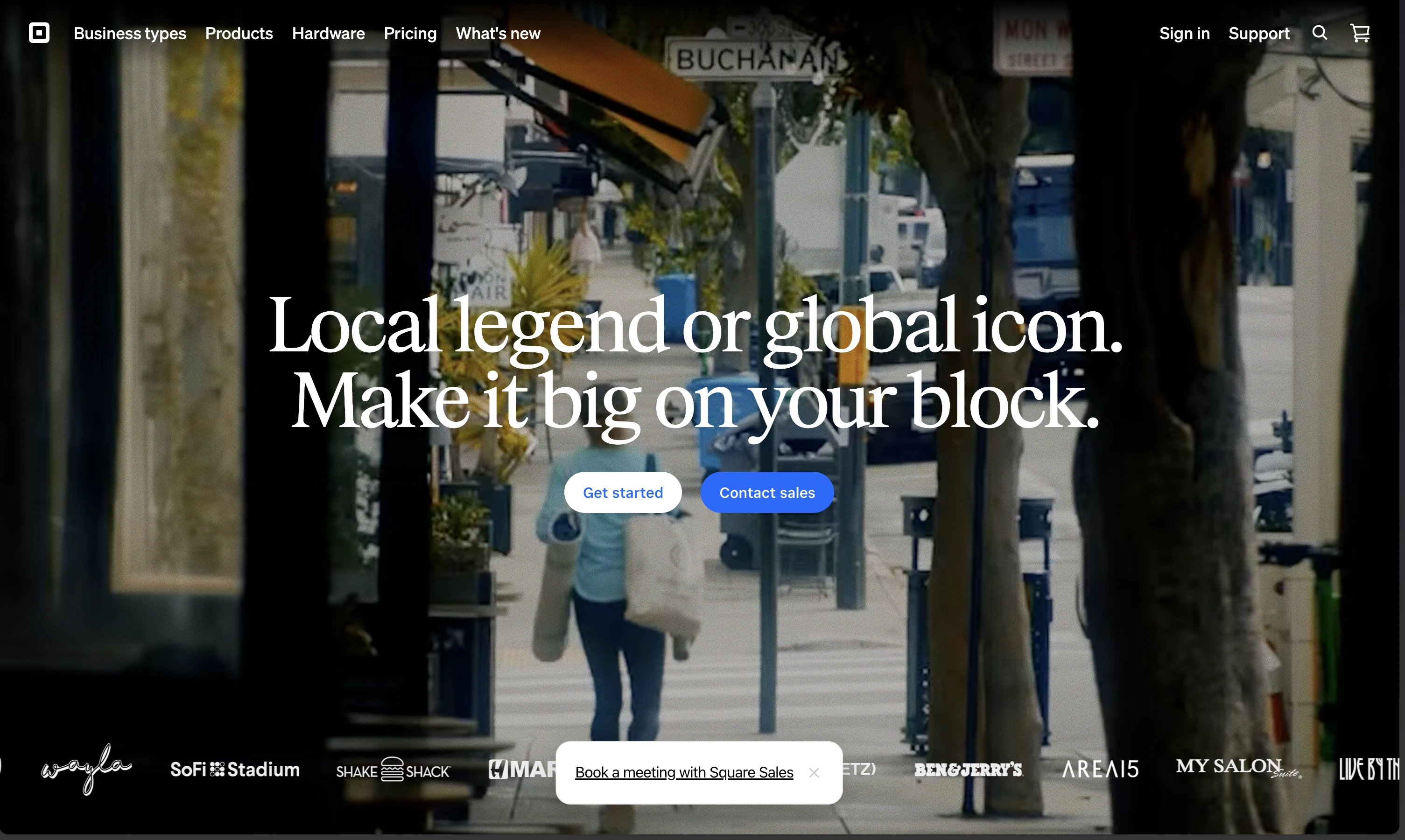 Square POS website view 