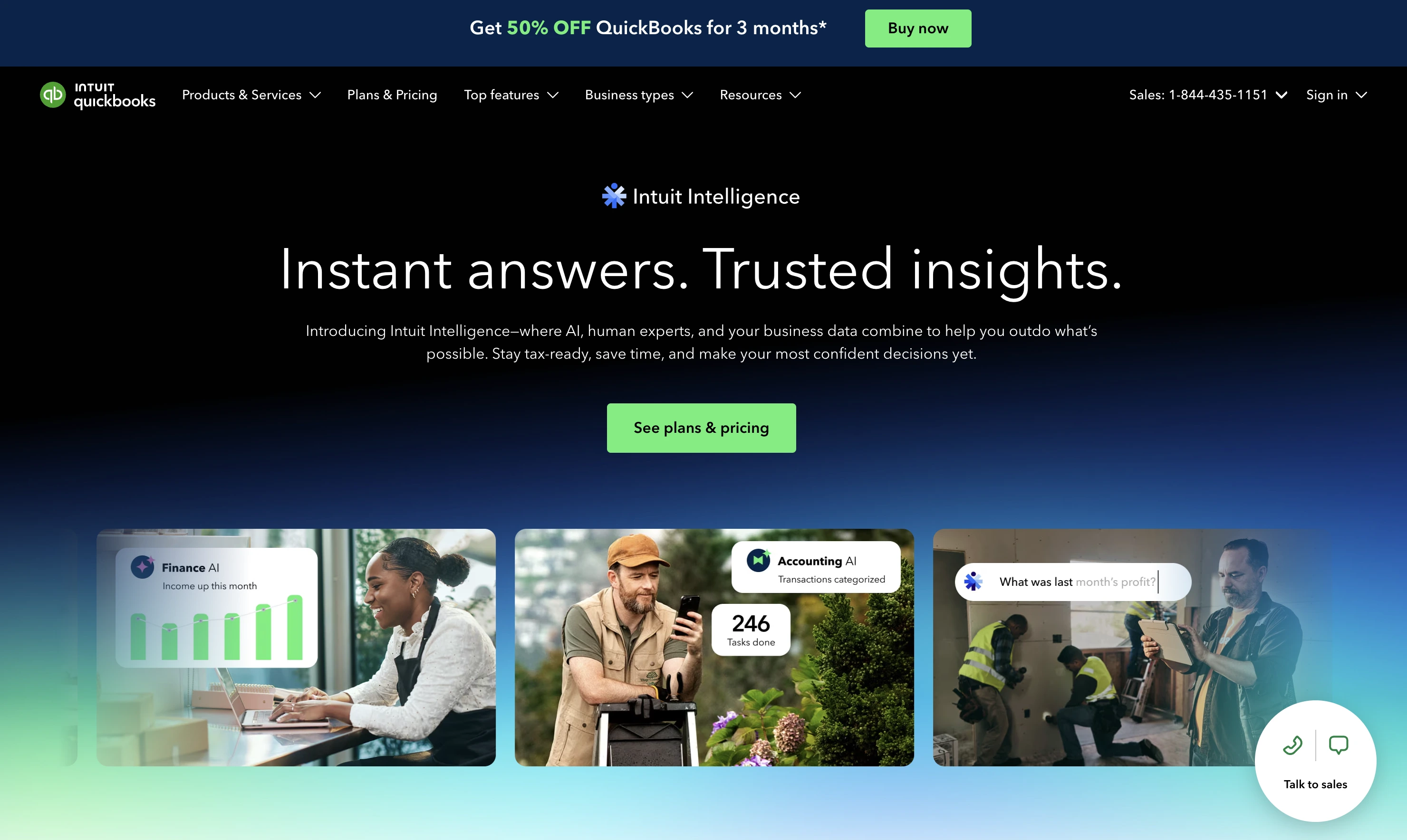 Quickbooks Online website view 