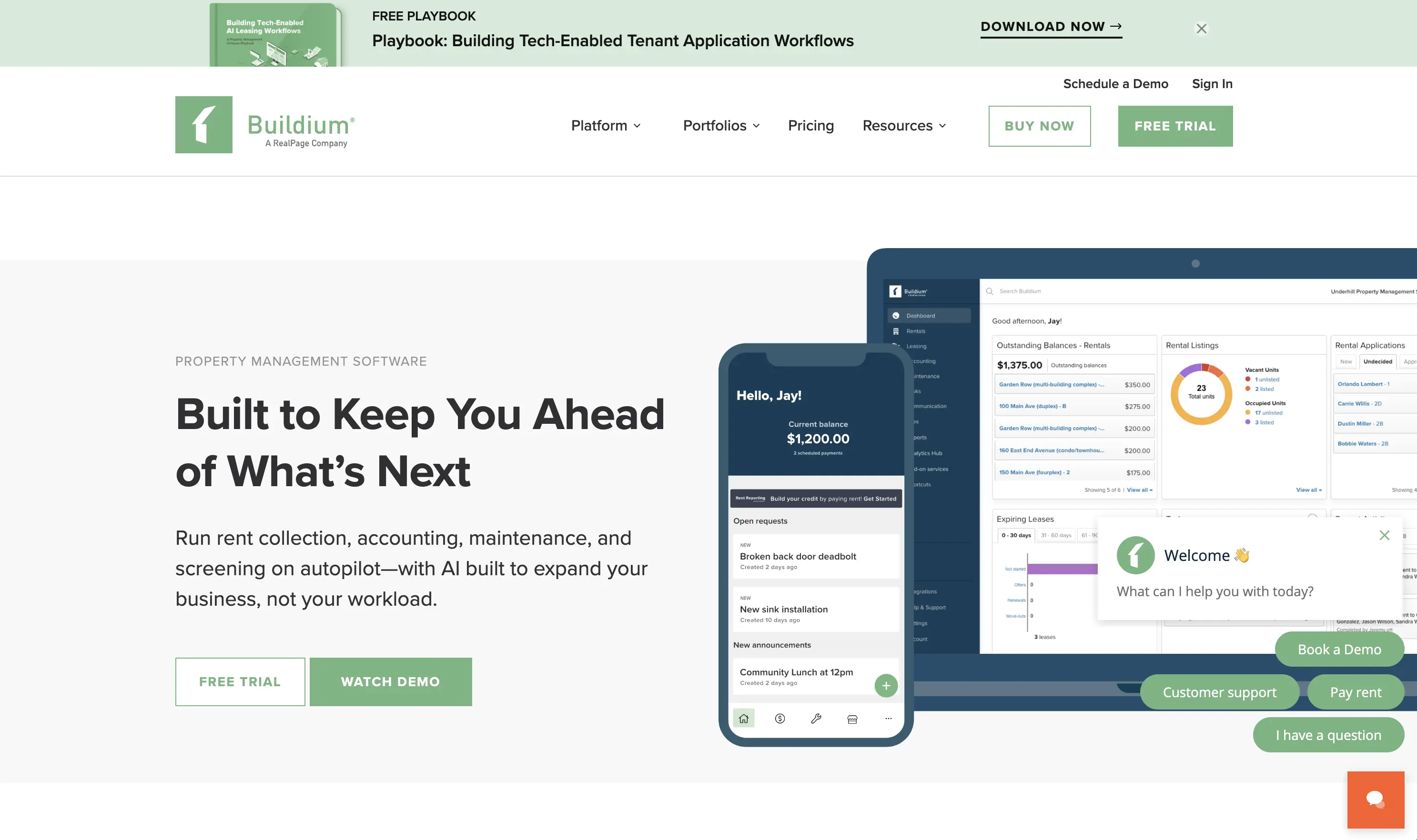 Buildium website view