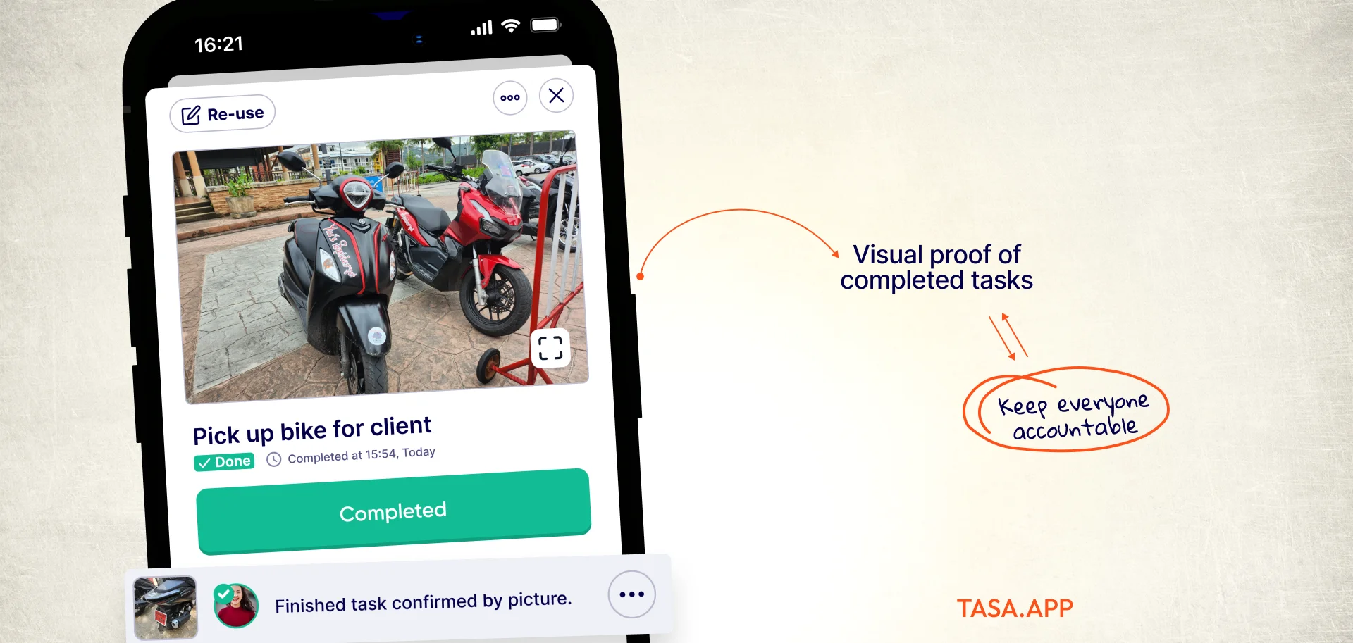 Request picture of completed tasks with Tasa