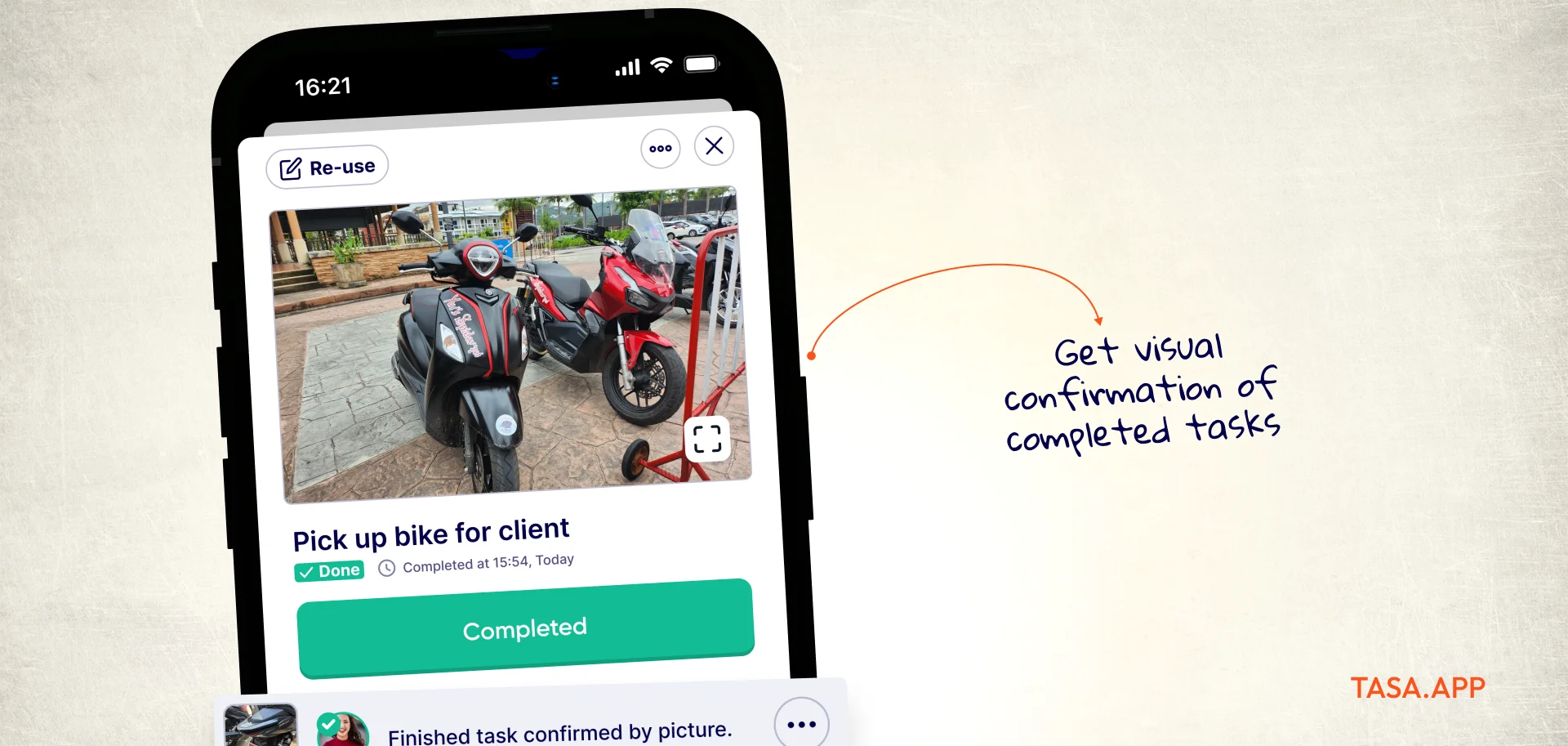 get visual proof of work done - keep everyone accountable with Tasa app