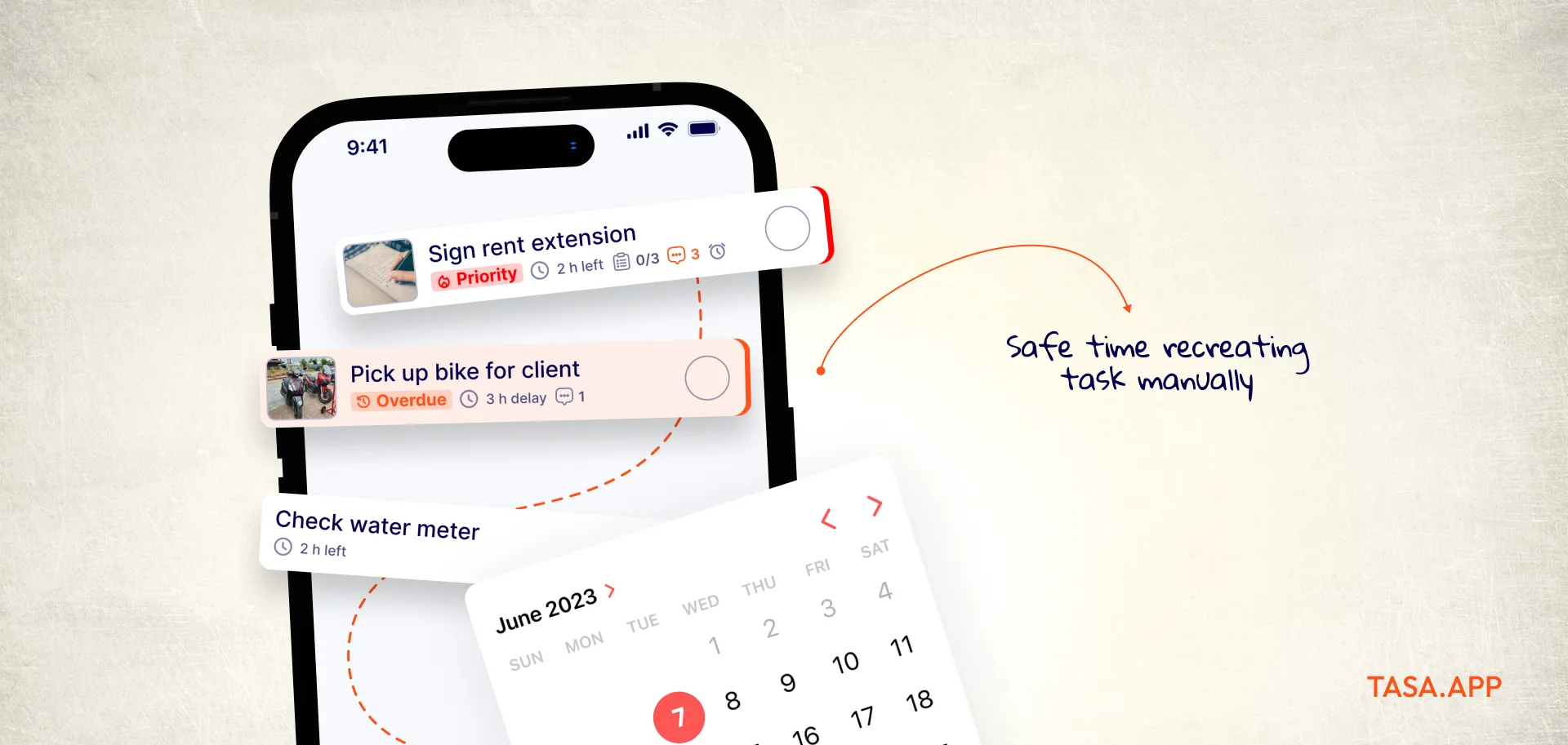 Safe time recreating task manually with Tasa set tasks to repeat daily, weekly, monthly