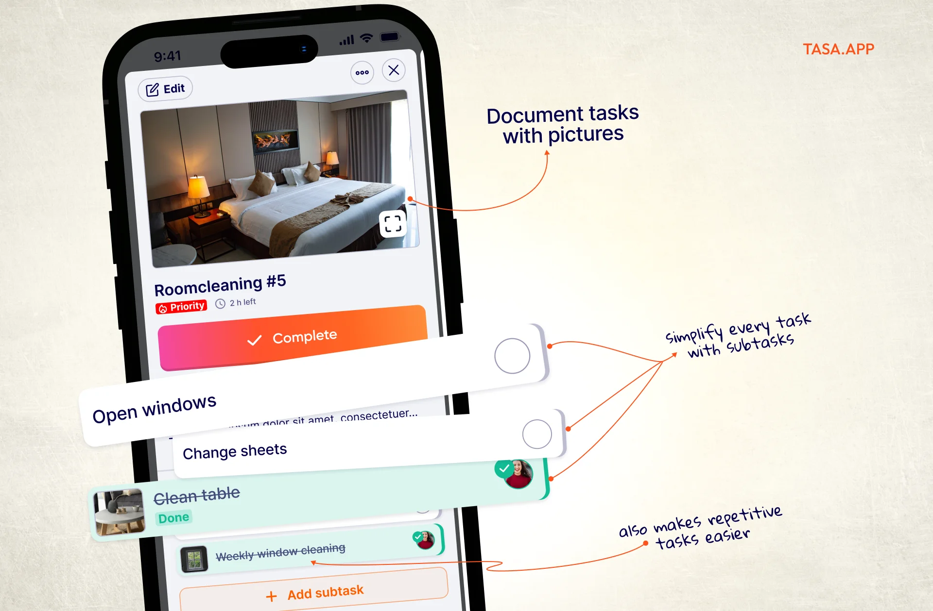 visual work instruction tool - for easy tasks management, simplify task with subtasks, set tasks to repeat