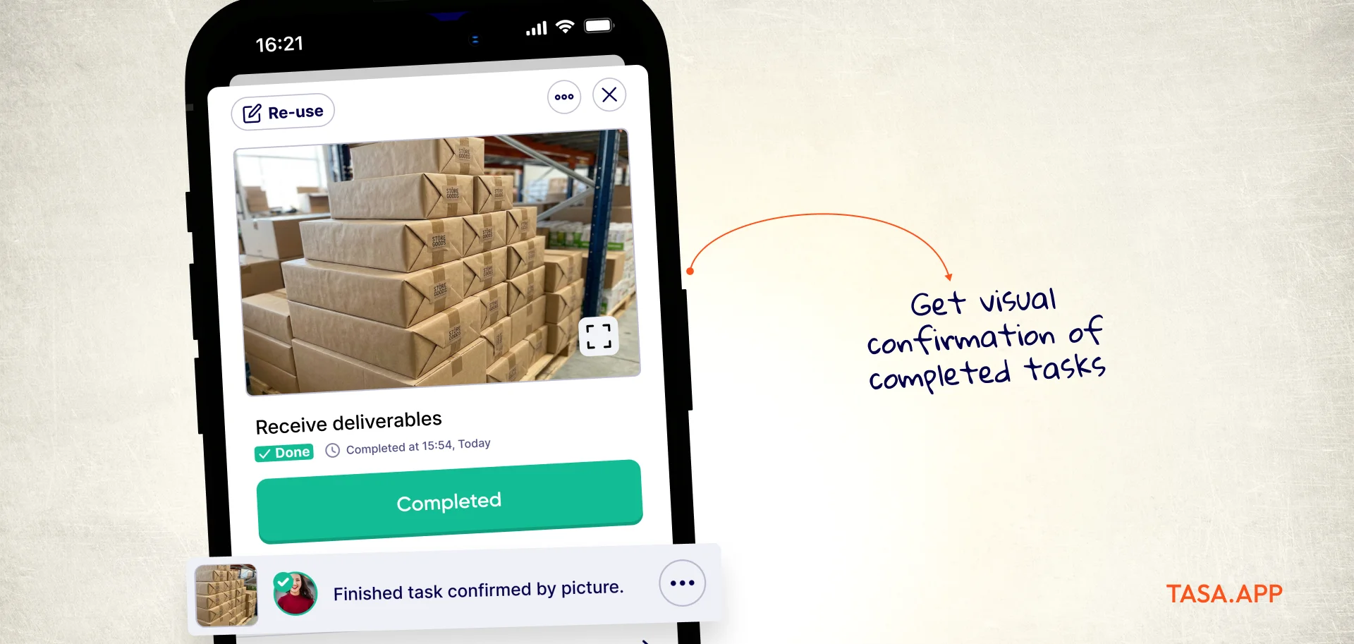 proof of work done with Tasa app
