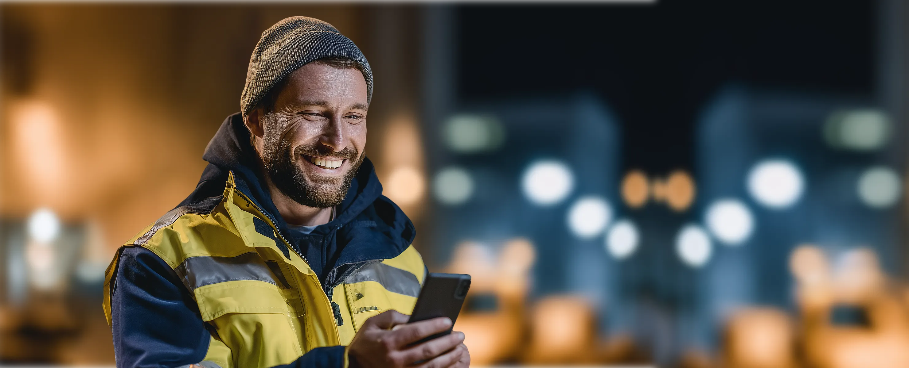 construction worker using task management app