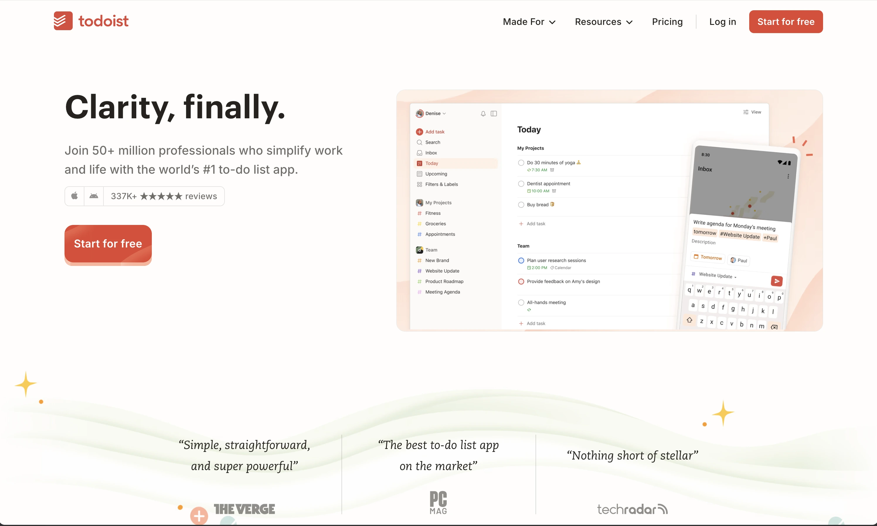 Todoist website preview