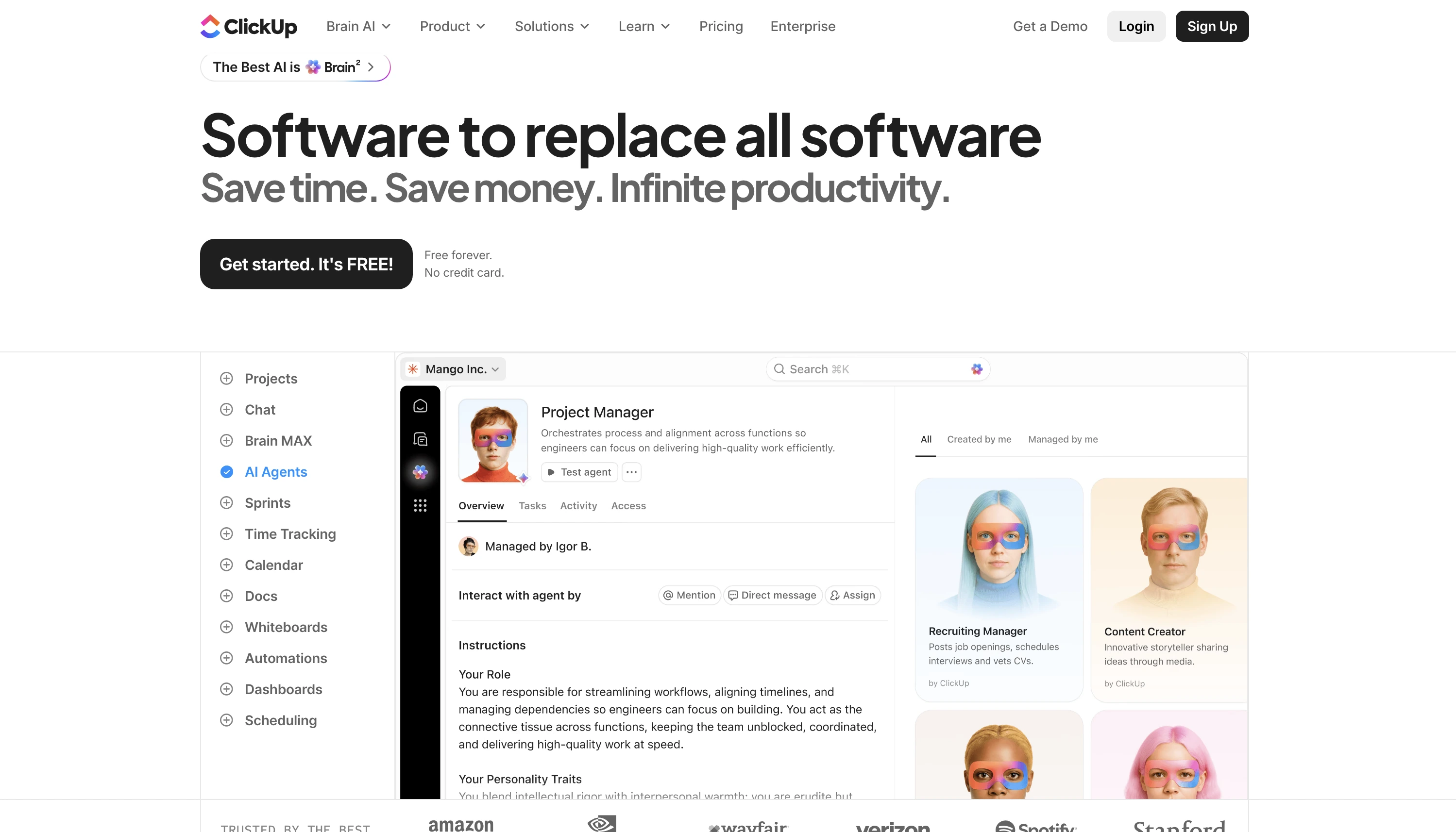 ClickUp website view