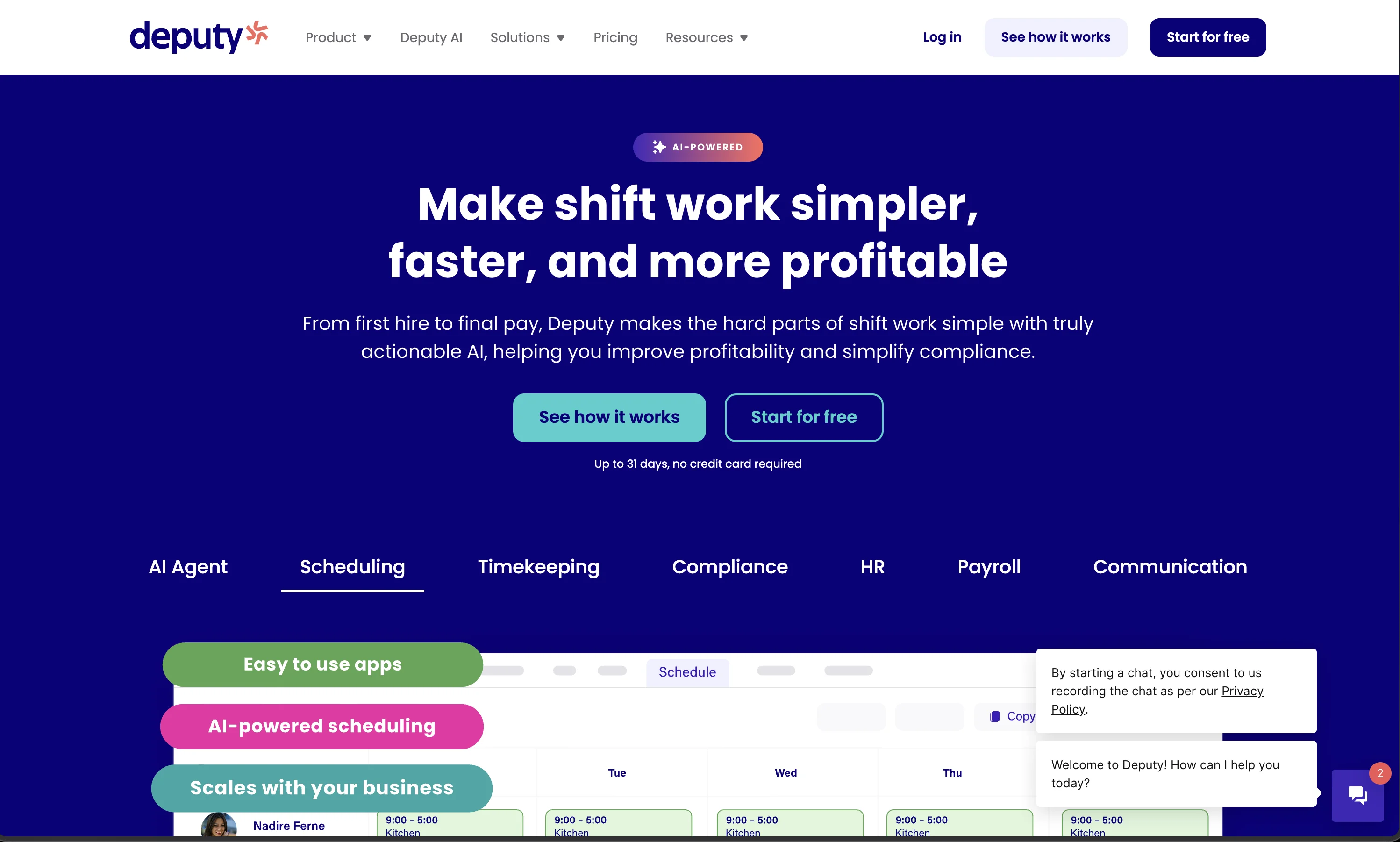 Deputy website view